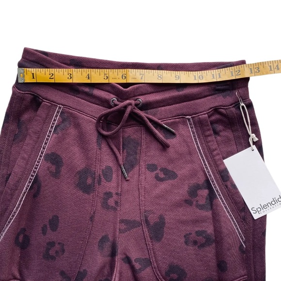 Splendid Studio Corinna Jogger w/ Velvet Track Line in Black Cherry Leopard - Picture 6 of 8